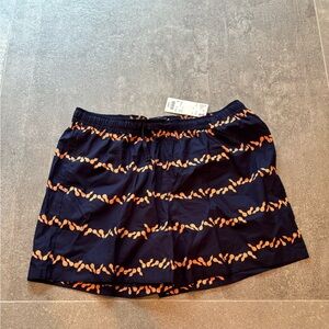 Uniqlo Navy and Orange Patterned Shorts